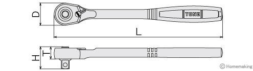 コンパクトラチェットハンドル　ホールドタイプ(差込角9.5mm)