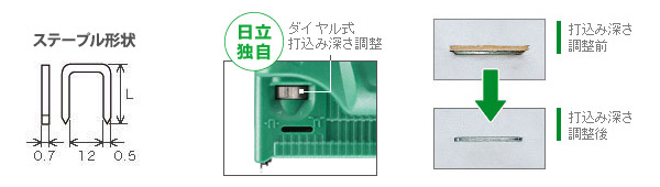 きれいな打ち込みができる打ち込み深さ調整機構