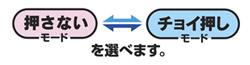 押しかた選べる機構搭載 押しかた選べる機構搭載