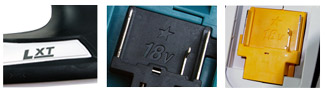 「LXT」と刻印、または印刷　黒いバッテリ装着部に★印　バッテリ装着部が、黄色のもの