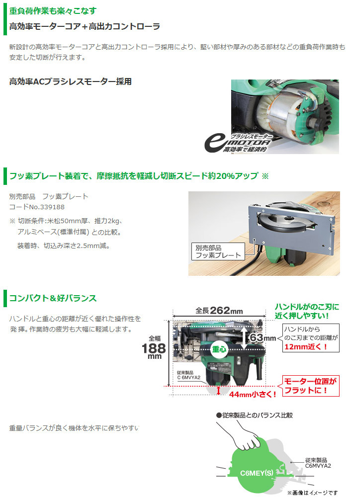 165mm深切り電子丸のこ 特長