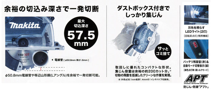 最大切込深さ57.5mm