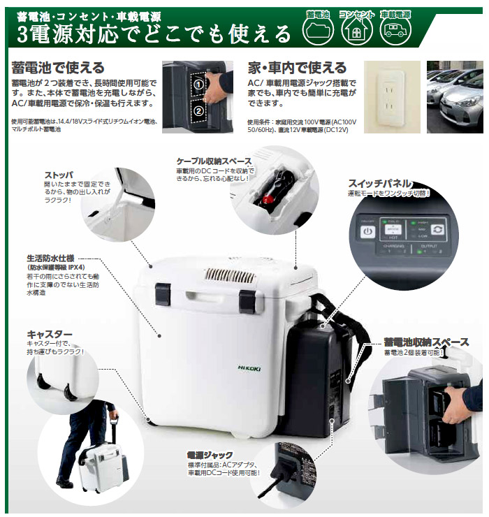 3電源対応でどこでも使える