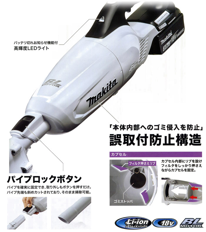 スライド+トリガスイッチ 誤取付防止構造 パイプロックボタン スライド+トリガスイッチ 誤取付防止構造 パイプロックボタン