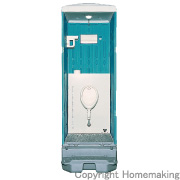 簡易水洗式トイレ　陶器製小便器(フットポンプ式・ドアなし)
