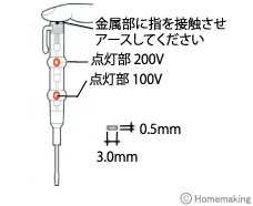 ダブル検電ドライバー ペンシル型