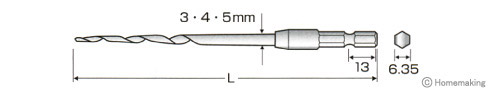 木工用下穴錐　1本組 3mm