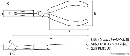 先端角度60°、先端刻みなし