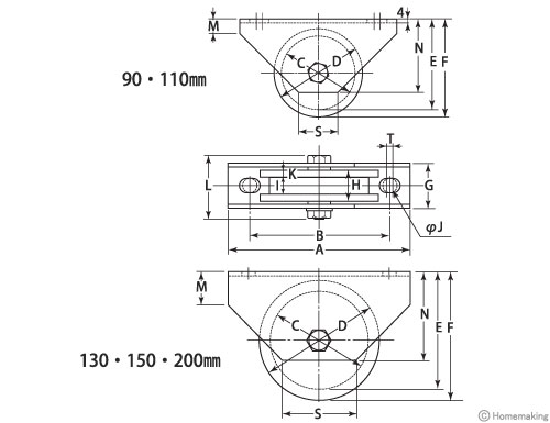 ヨコヅナ 440Cベアリング入 ステンレス重量戸車(H型) 90mm 1個: 他:JCS