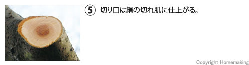 切り口は絹の切れ肌に仕上がる。