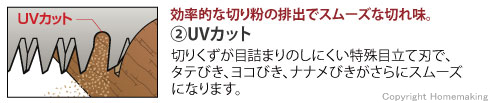 効率的な切り粉の排出でスムーズな切れ味！UVカット