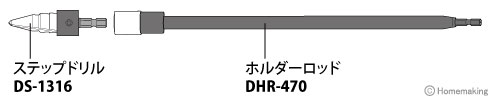 ステップドリル、ホルダーロッド