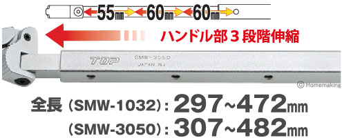 ハンドル部3段階伸縮