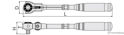 スイベルラチェットハンドル　ホールドタイプ(差込角9.5mm)