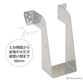 カナイ ビス止め大引梁受け金物 105×105mm 1箱(10個入): 他:BKP105-105