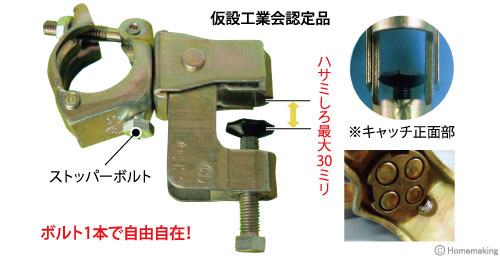 楽天市場】マイティキャッチ クランプ H鋼 単管パイプ 平和技研