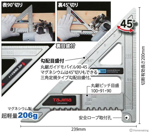 丸鋸ガイドモバイル90-45マグネシウム　MRG-M9045M