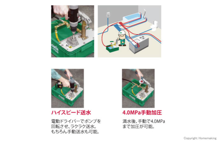 アサダ 手動+電動テストポンプ TP50B::TP50B|ホームメイキング【電動工具・大工道具・工具・建築金物・発電機の卸値通販】