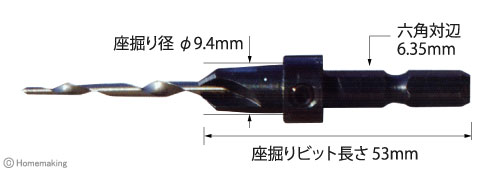 下穴と座堀用錐　木工用