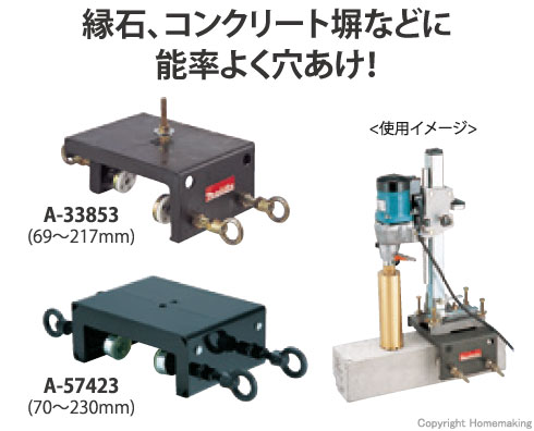 縁石、コンクリート塀などに効率良く穴あけ！