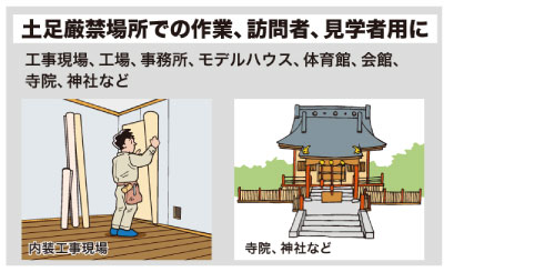 土足厳禁場所での作業、訪問者、見学者用に