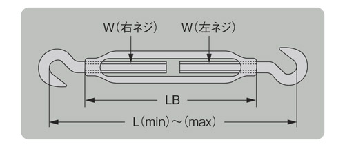 大洋製器工業 限定品 枠式ターンバックル 両フック ドブメッキ 9mm