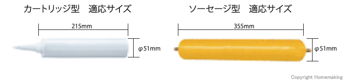 カートリッジ型適応サイズ・ソーセージ型適応サイズ