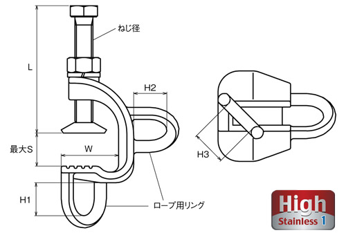 AKクランプI型　寸法