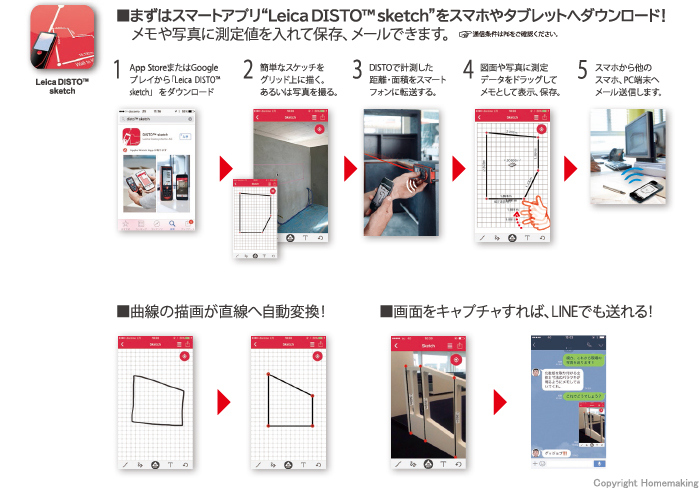 測った距離をスマホにダイレクト送信!