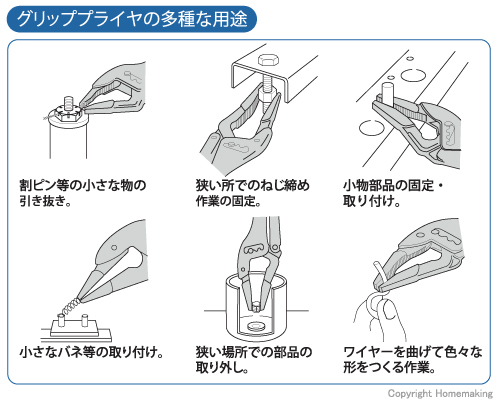 グリッププライヤの多種な用途