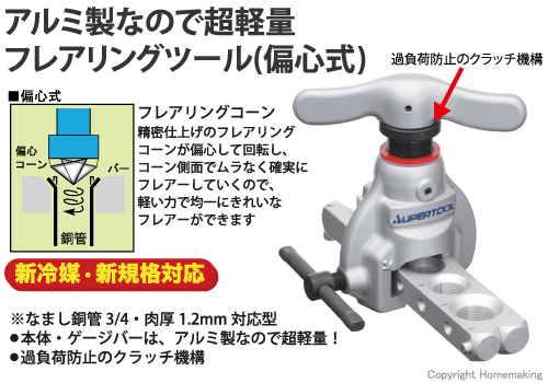 アルミ製フィードハンドルフレアリングツールセット　偏心式