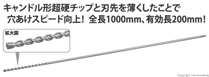 ユニカ チップトップビットスーパーロング SDSプラス軸 10.0×1,000mm