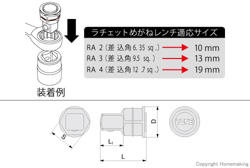 ラチェットめがね用アダプター