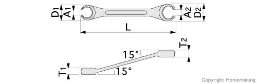 フレアナットレンチ(15°)