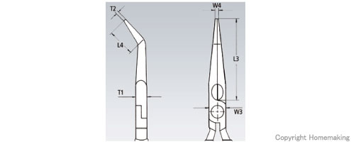 45°先曲ニードルノーズプライヤー