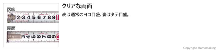 表は通常のヨコ目盛、裏はタテ目盛。