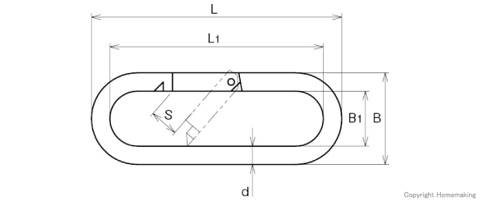 Sカラビナ寸法図