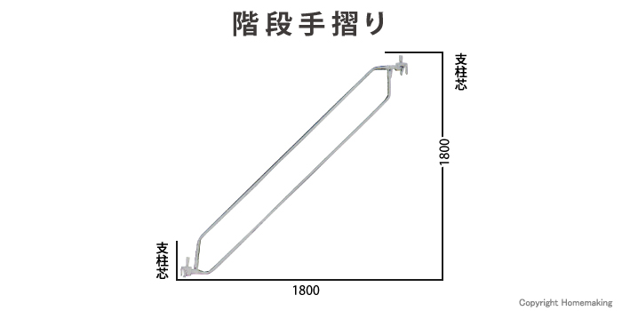 平和技研 一側足場部材 階段手摺り 1800mm ※営業所での引取: 他:HHC-18