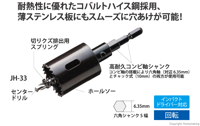 充電バイメタルホールソー