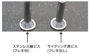 フレキのないリング付サラ頭がサイディングの割れ・欠けを防ぐ