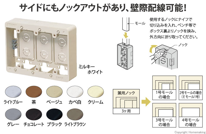 モール用スイッチボックス　3ヶ用
