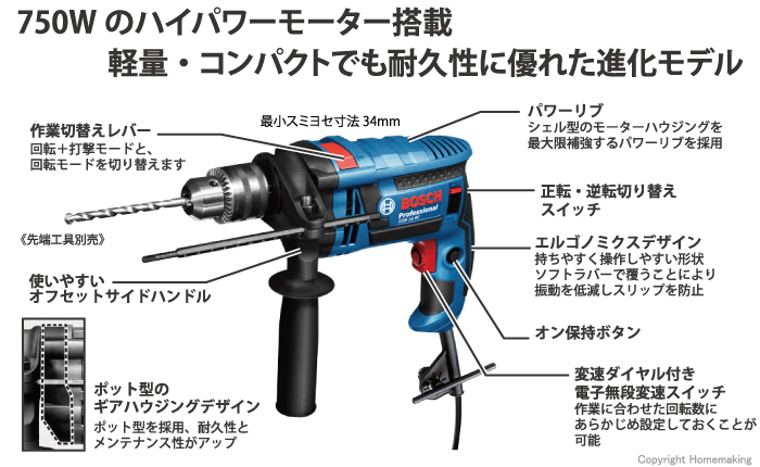 750Wのハイパワーモーター搭載　軽量・コンパクトでも耐久性に優れた進化モデル