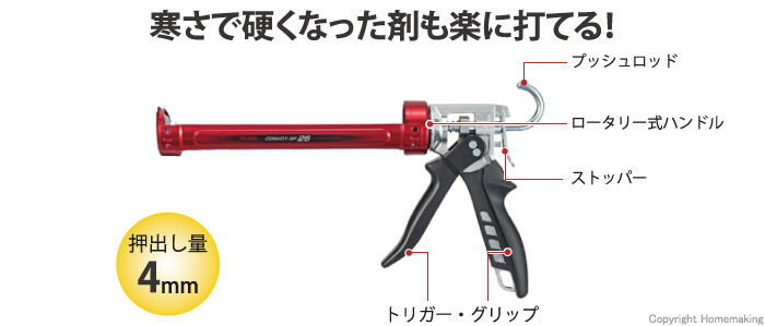 コーキング、ガン、プッシュロッド、ハンドル