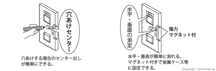 穴、センター、水平、垂直、マグネット