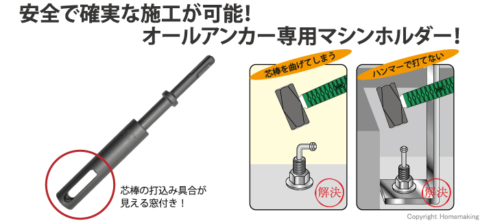 アンカー、施工、芯棒、ハンマー