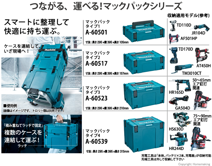 マキタ マックパック タイプ1: 他:A-60501|ホームメイキング【電動工具