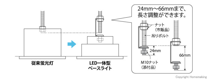 吊りボルト中間金具