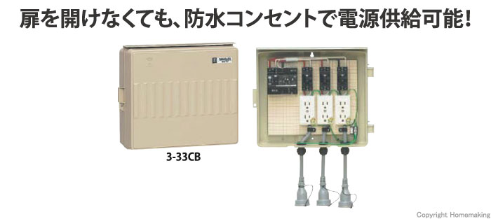 屋外電力用仮設ボックス 未来工業 漏電しゃ断器・分岐ブレーカ・コンセント内蔵 ELB組込品 12-3C - 3