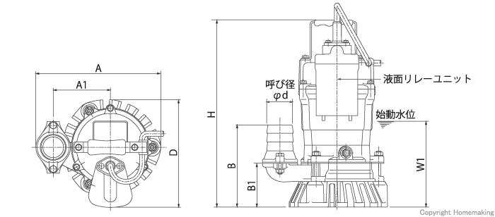 ツルミポンプ 一般工事排水用水中ハイスピンポンプHSE型 自動形(100V