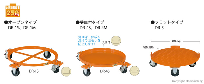 円形ドラム台車　取手なし